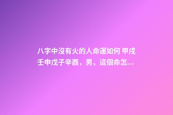 八字中沒有火的人命運如何 甲戌壬申戊子辛酉，男，這個命怎么樣，幫忙分析一下，謝謝、